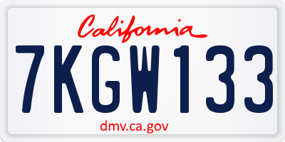 CA license plate 7KGW133