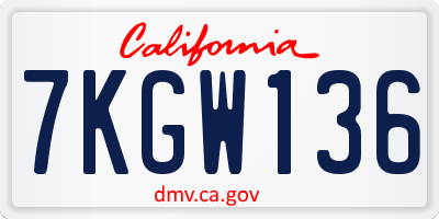 CA license plate 7KGW136