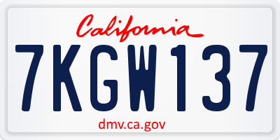 CA license plate 7KGW137