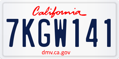 CA license plate 7KGW141