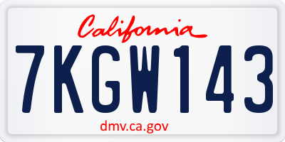 CA license plate 7KGW143