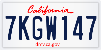 CA license plate 7KGW147