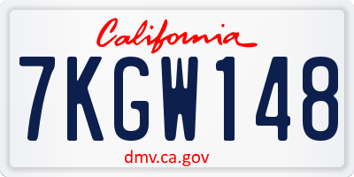 CA license plate 7KGW148