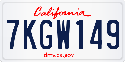 CA license plate 7KGW149