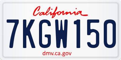 CA license plate 7KGW150