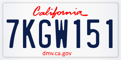 CA license plate 7KGW151
