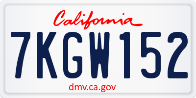 CA license plate 7KGW152