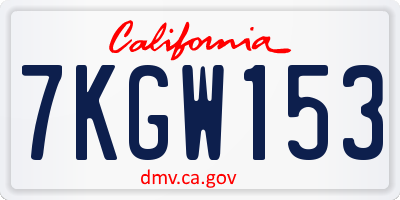 CA license plate 7KGW153