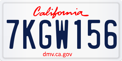 CA license plate 7KGW156