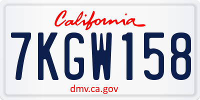 CA license plate 7KGW158