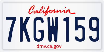 CA license plate 7KGW159