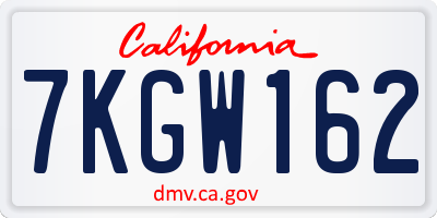 CA license plate 7KGW162