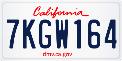CA license plate 7KGW164