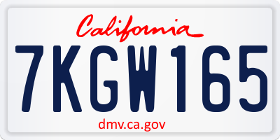 CA license plate 7KGW165