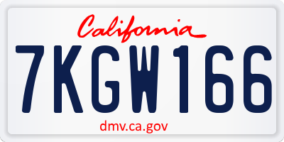 CA license plate 7KGW166