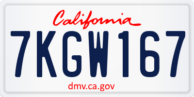CA license plate 7KGW167