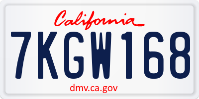 CA license plate 7KGW168