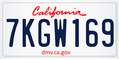 CA license plate 7KGW169