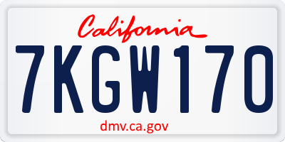 CA license plate 7KGW170