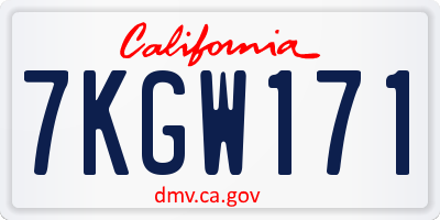 CA license plate 7KGW171