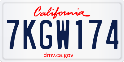 CA license plate 7KGW174