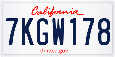 CA license plate 7KGW178