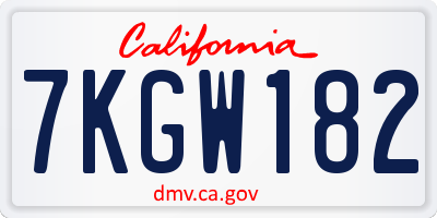 CA license plate 7KGW182
