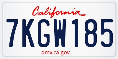 CA license plate 7KGW185