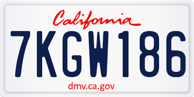 CA license plate 7KGW186