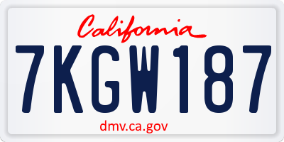 CA license plate 7KGW187