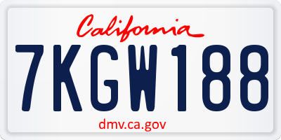 CA license plate 7KGW188