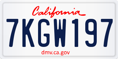 CA license plate 7KGW197