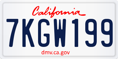 CA license plate 7KGW199