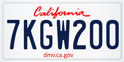 CA license plate 7KGW200