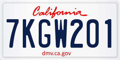 CA license plate 7KGW201