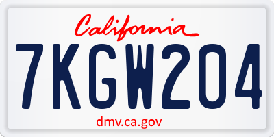 CA license plate 7KGW204