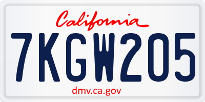 CA license plate 7KGW205