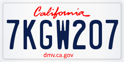 CA license plate 7KGW207