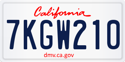CA license plate 7KGW210