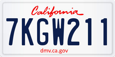 CA license plate 7KGW211