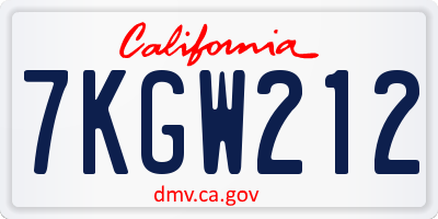 CA license plate 7KGW212