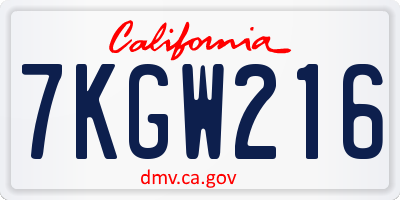 CA license plate 7KGW216