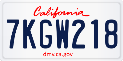 CA license plate 7KGW218