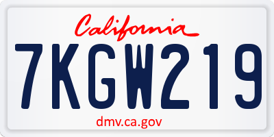 CA license plate 7KGW219