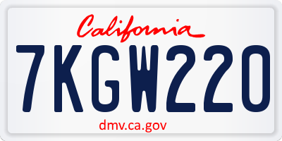 CA license plate 7KGW220
