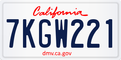 CA license plate 7KGW221
