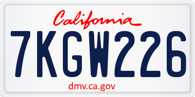 CA license plate 7KGW226