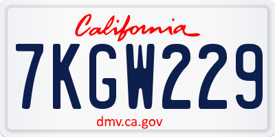CA license plate 7KGW229