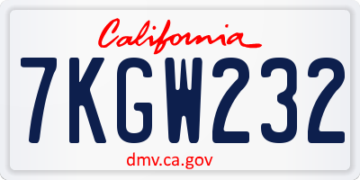 CA license plate 7KGW232