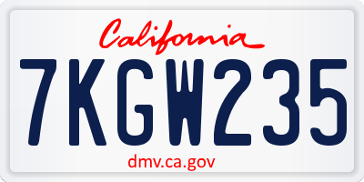 CA license plate 7KGW235